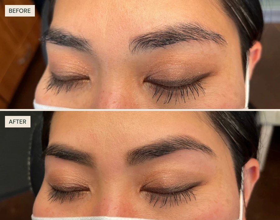 Before and after: brow shaping and tint